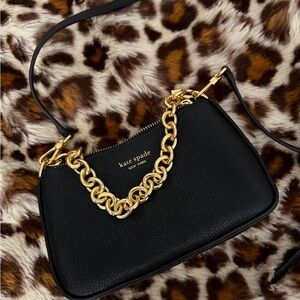 Kate Spade Black Shoulder Bag with Gold Accents